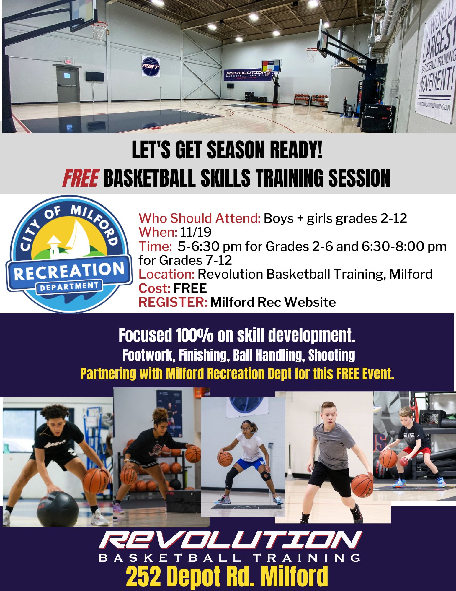 Milford Recreation Department Revolution Basketball Training